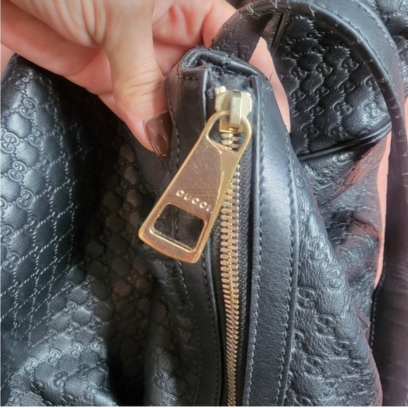 Authentic GUCCI -BLACK LEATHER- Bree soft Microguccissima Margaux leather Hobo - Picture 8 of 10